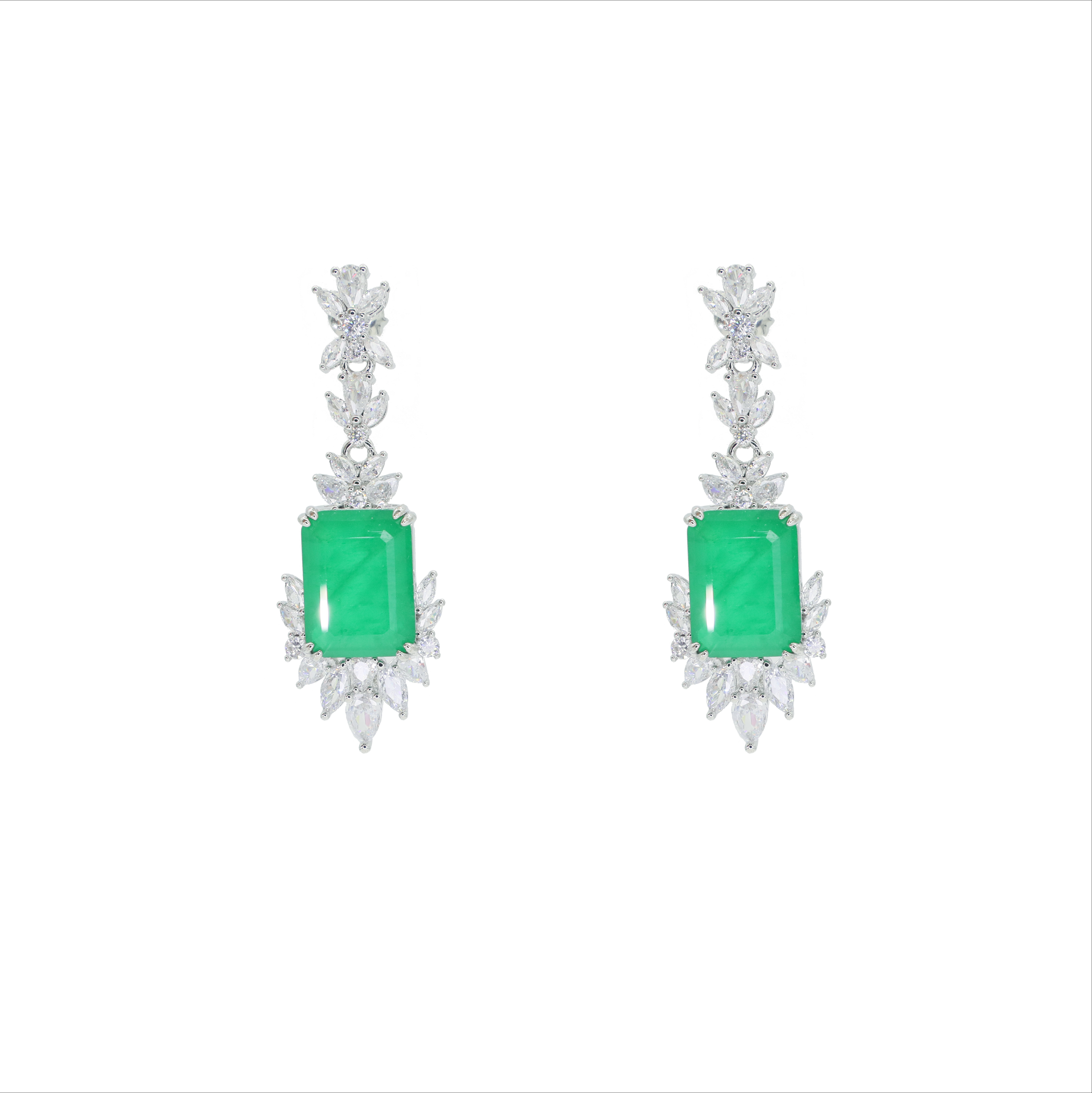 Aurelia Crystal Framed Green Drop Earrings