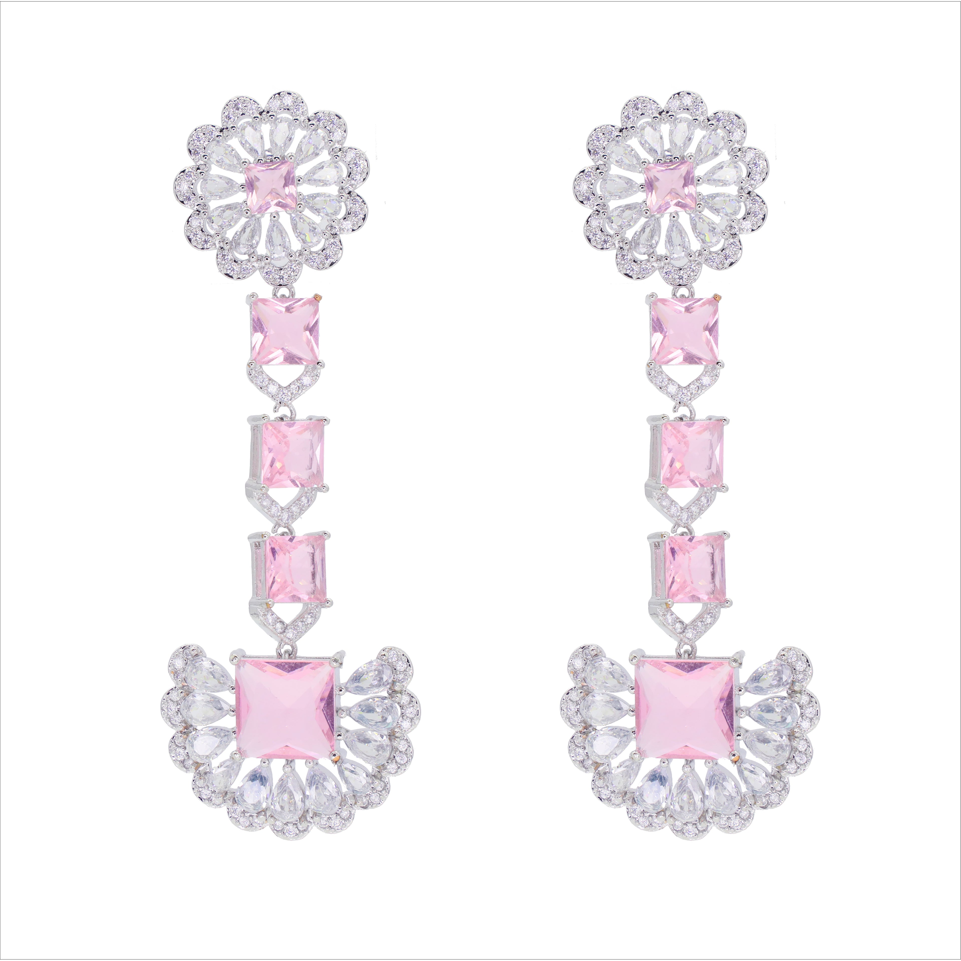 Victoria Collection – Pink Zirconia Drop Earrings